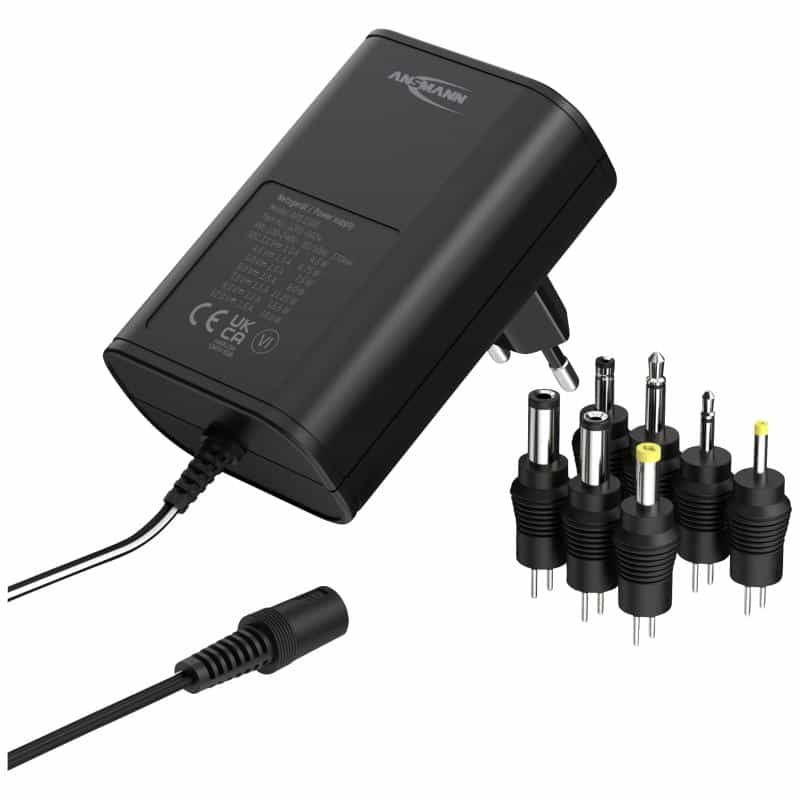 ANSMANN 1201-0024 Steckernetzteil, einstellbar 12 V/DC, 9 V/DC, 7.5 V/DC, 6 V, 4.5 V