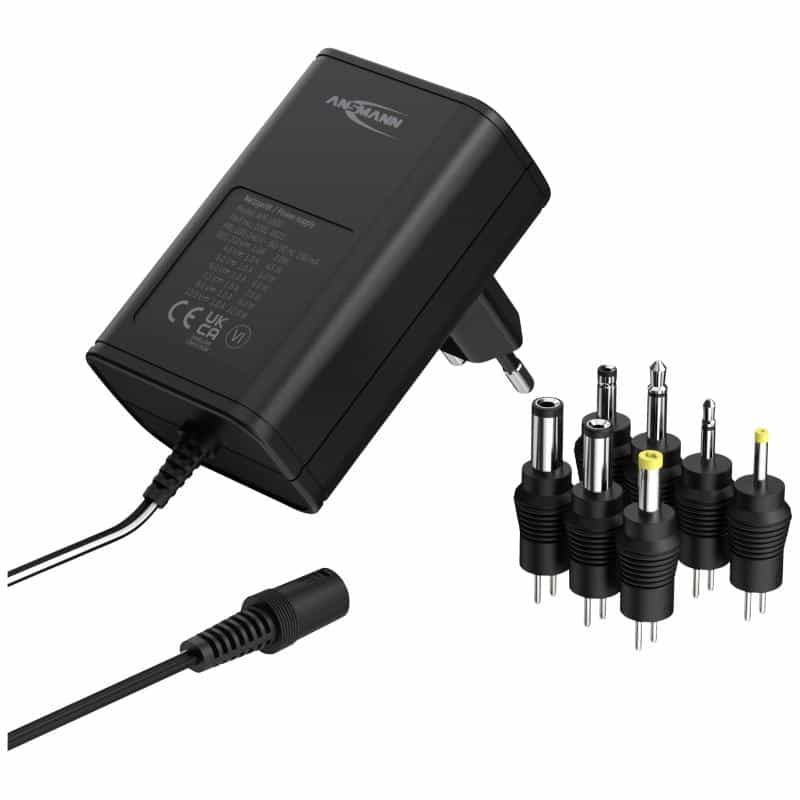 ANSMANN 1201-0023 Steckernetzteil, einstellbar 12 V/DC, 9 V/DC, 7.5 V/DC, 6 V, 4.5 V