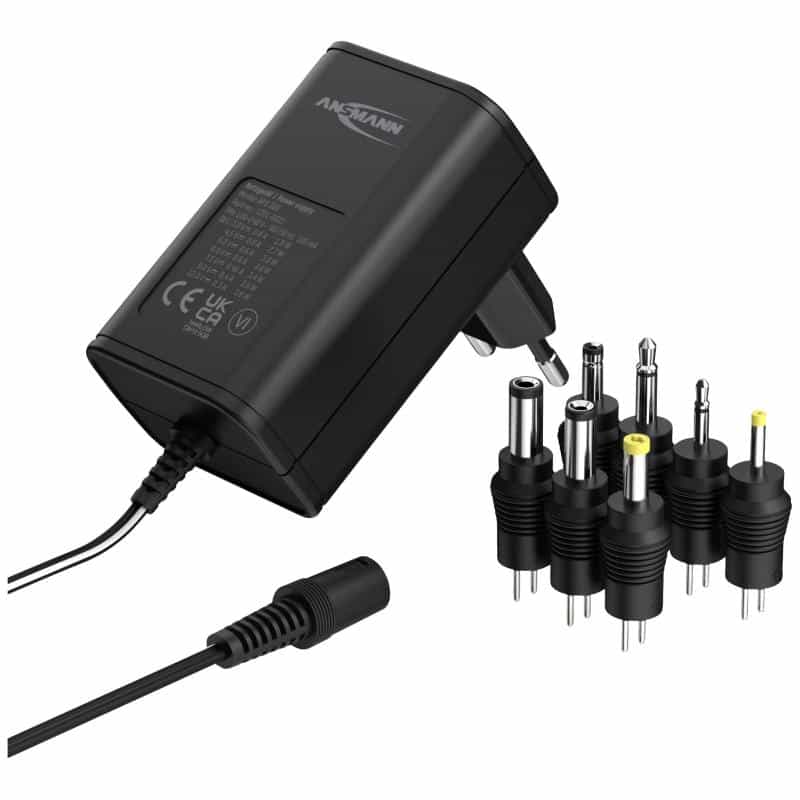 ANSMANN 1201-0021 Steckernetzteil, einstellbar 12 V/DC, 9 V/DC, 7.5 V/DC, 6 V, 4.5 V