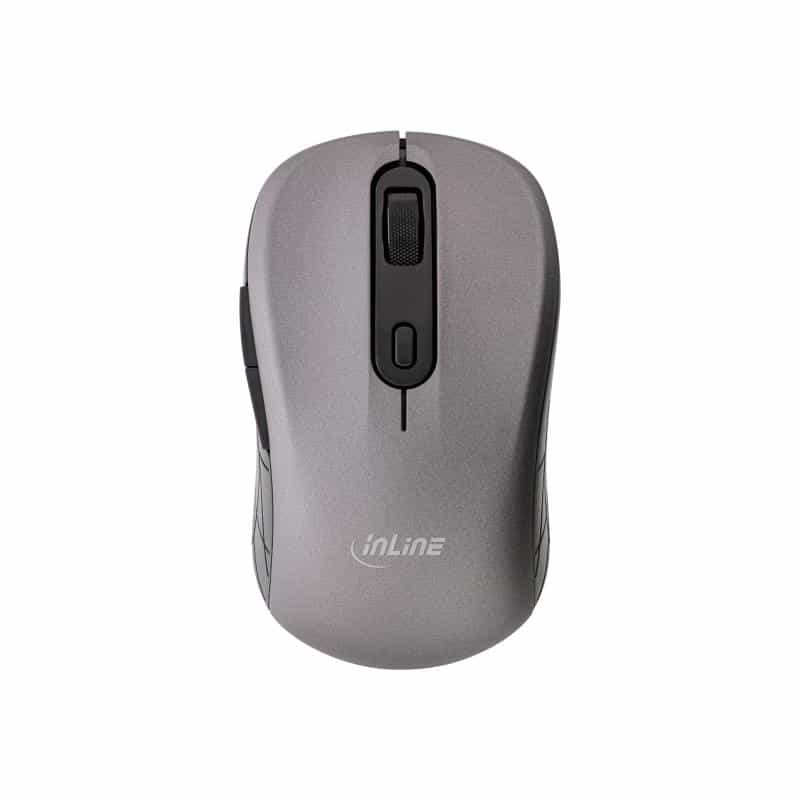 INLINE Maus 3-in-1, Bluetooth + 2x 2.4GHz Funk, 5 Tasten, optisch, grau/schwarz