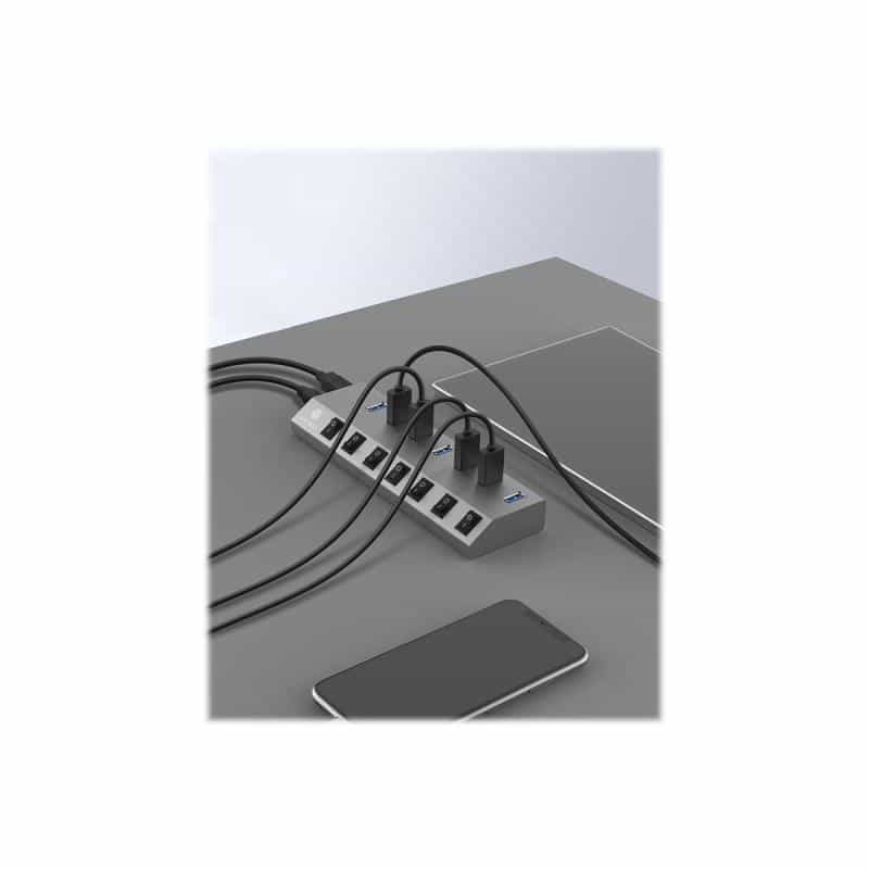 RAIDSONIC Hub  7-Port IcyBox USB 3.0 IB-HUB1701-C3 7 Ladeports