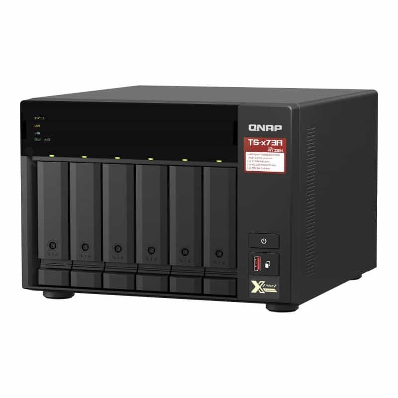QNAP 6-bay NAS AMD Ryzen Embedded V1500B 2.2GHz 8GB 6xSATA 6Gb/s bays 2xM.2 NVMe PCIe Gen3 SSD slots
