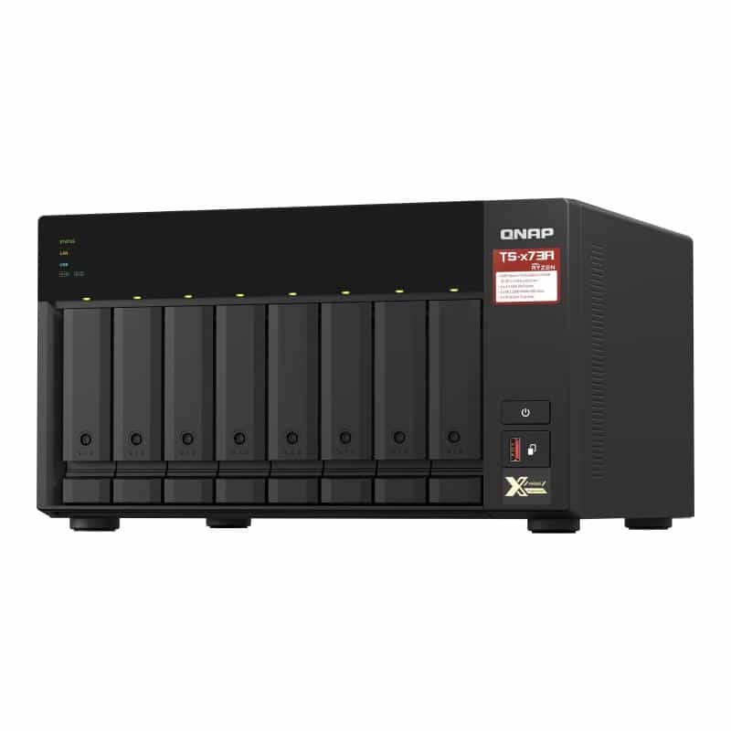 QNAP 8-bay NAS AMD Ryzen Embedded V1500B 2.2GHz 8GB 8xSATA 6Gb/s bays 2xM.2 NVMe PCIe Gen3 SSD slots