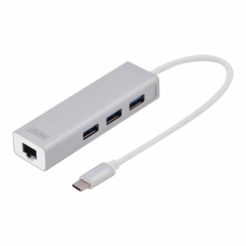 DIGITUS USB Typ C 3.0 Hub mit Gigabit Ethernet