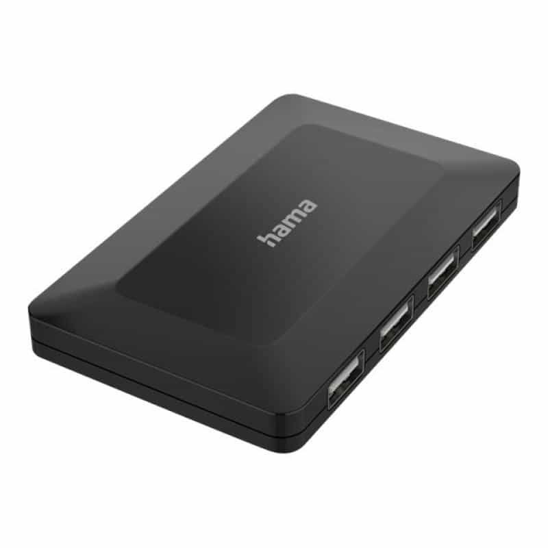 HAMA USB-Hub 4 Ports, 480 Mbit/s, USB 2.0, inkl. Kabel und Netzteil (00200122)