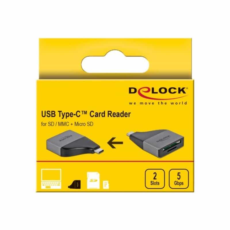 Delock USB Type-C Card Reader für SD / MMC + Micro SD Speicherkarten  kompaktes Design
