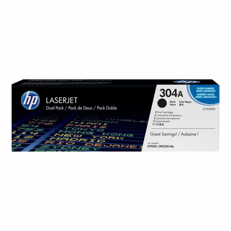 HP 304A 2er Pack Schwarz LaserJet Tonerpatrone (CC530AD)