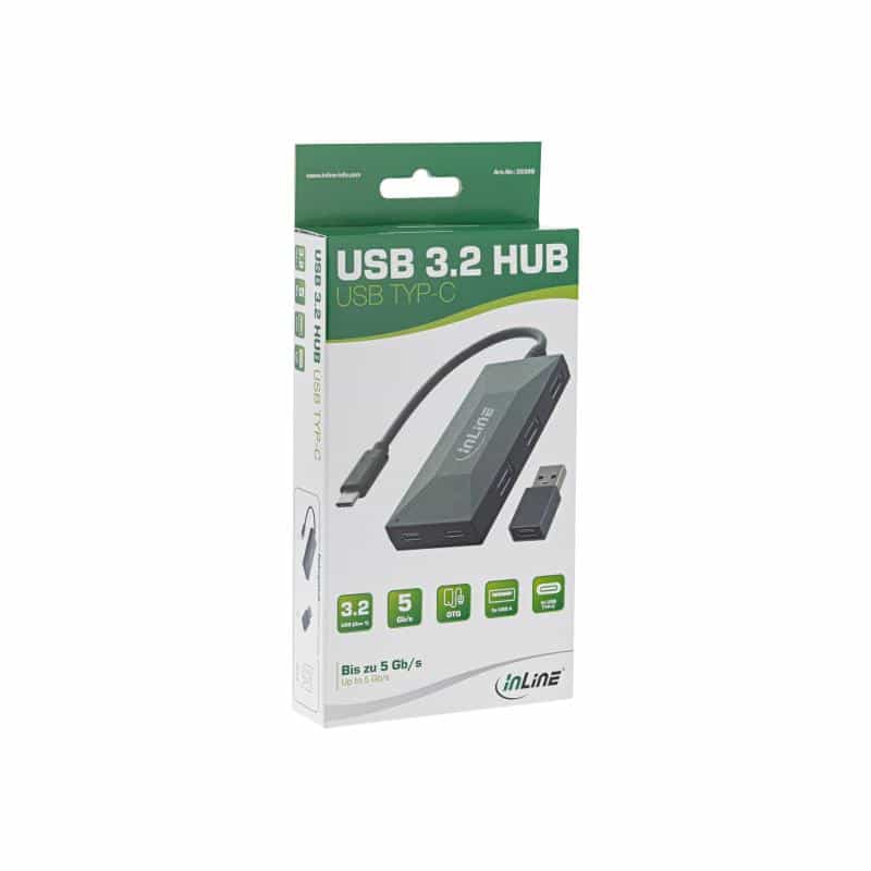 INLINE USB 3.2 Gen.1 OTG Hub, USB Typ-C zu 2 Port Typ-C und 3 Port Typ-A, ohne Net