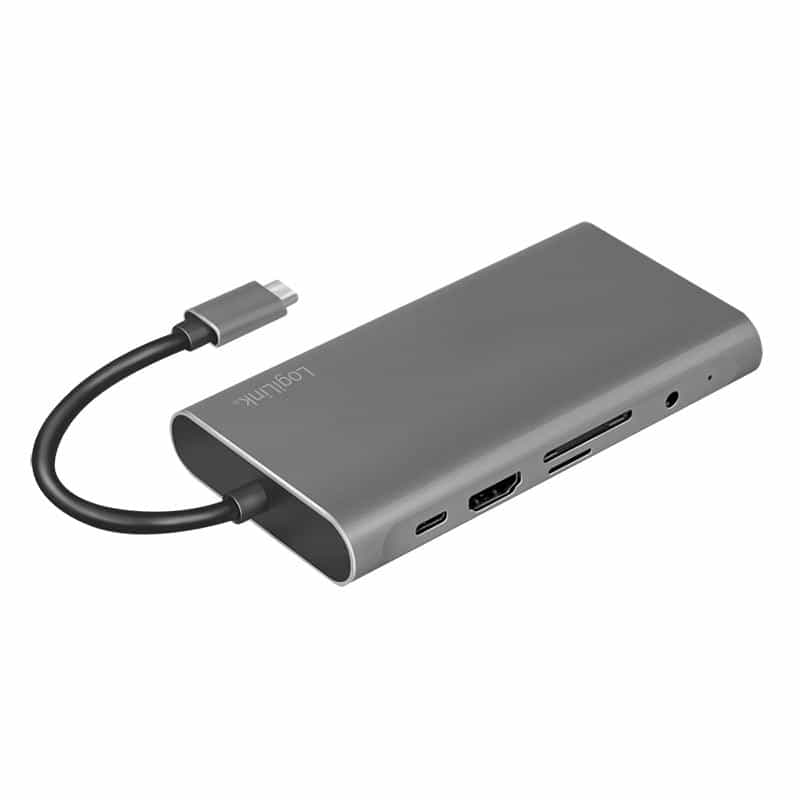 LOGILINK Dockingstation USB 3.2 Gen1,USB-C, 10-Port,PD,silb.