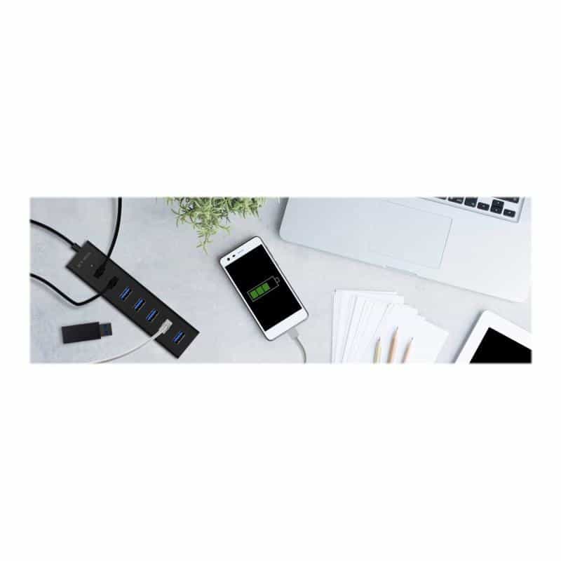 RAIDSONIC ICYBOX IB-HUB1700-U3 7-port hub with USB Type-A interface and power supply