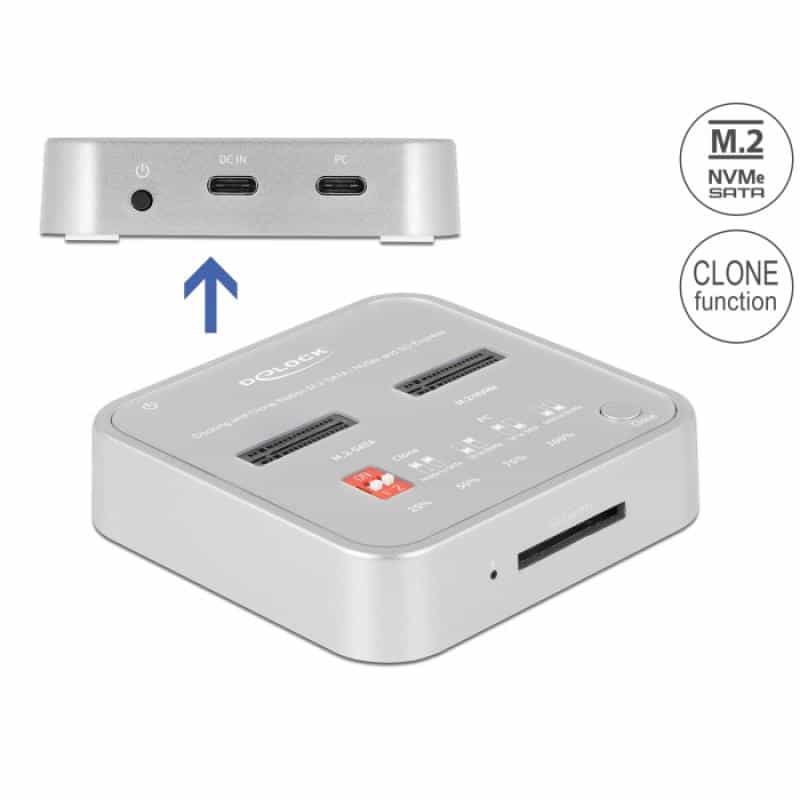 DELOCK Dockingstation M.2 NVMe SSD + M.2 SATA SSD SD Express