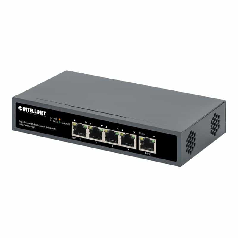 INTELLINET 4-Port Gigabit+1GE (PD) High PoE Switch