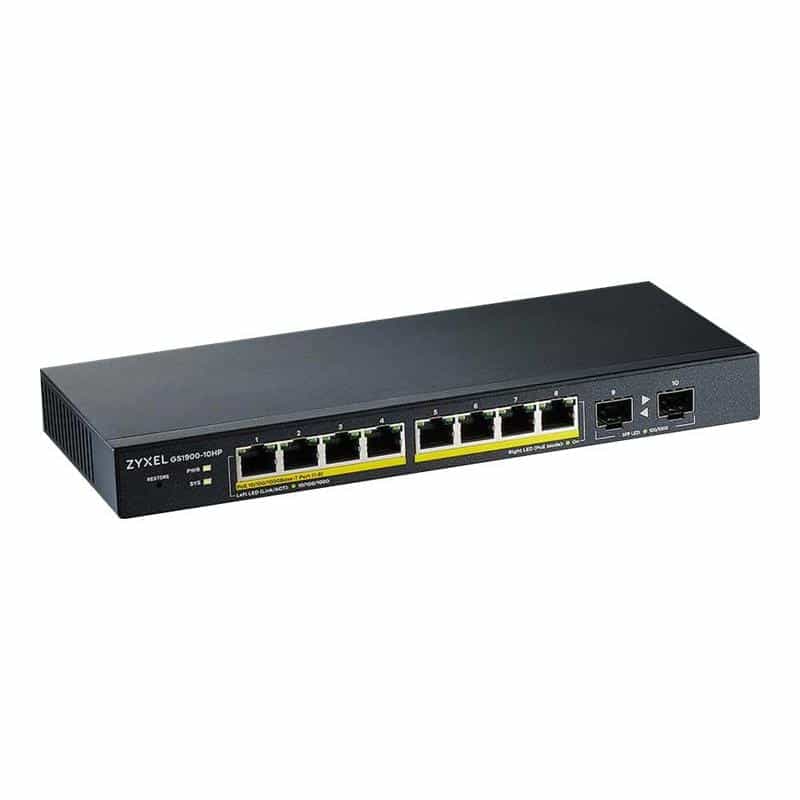 ZYXEL Switch  8x GS1900-10HP  GbE L2 POE+ /+2 SFP slots