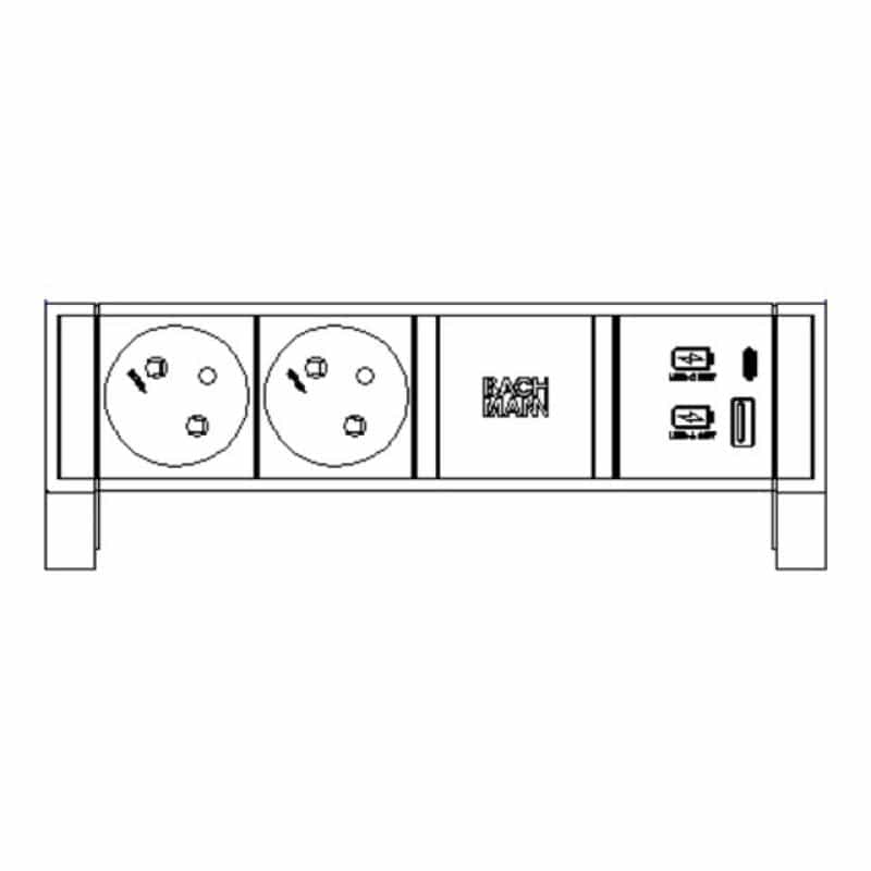 BACHMANN DESK2 2xUTE 1xUSB A&C 902.920 22W 0,2m GST18 INOX
