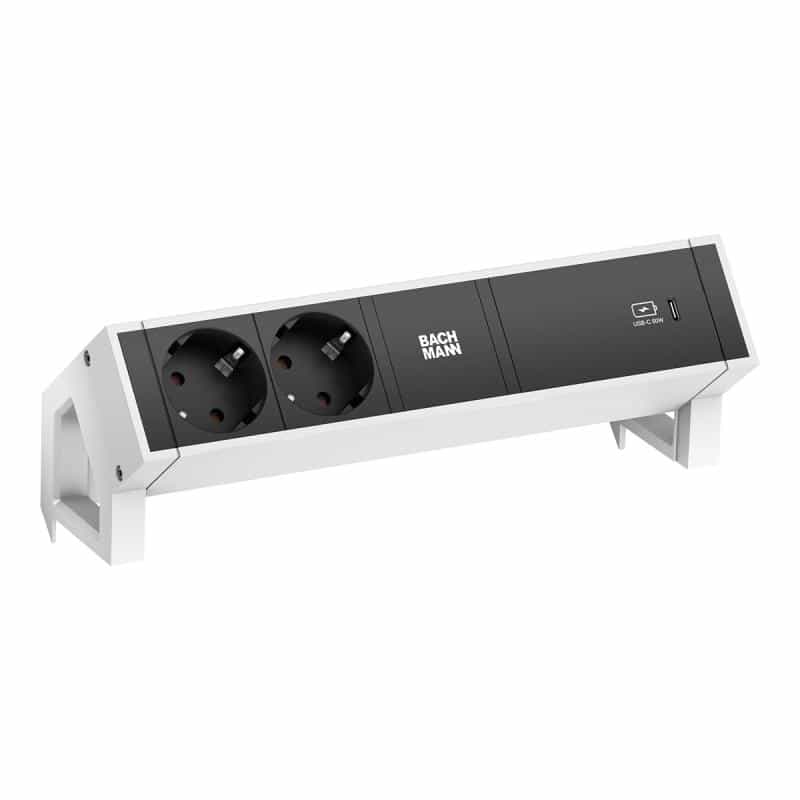 BACHMANN DESK2 2xCEE7/3 1xUSB C 902.934 60W Charger 0,2m GST18 RAL9010