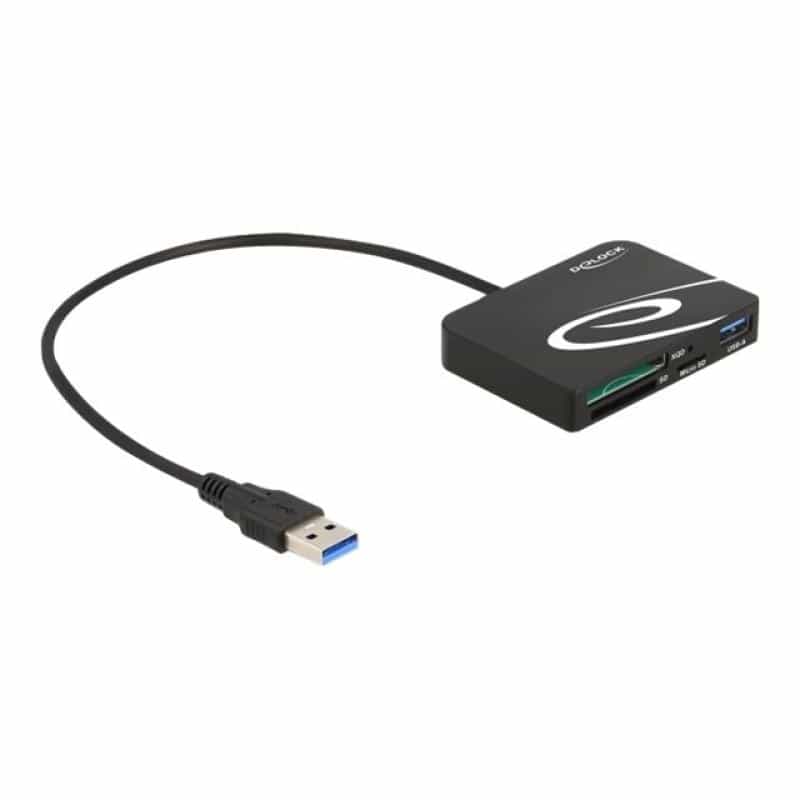 DELOCK Card Reader für XQD / SD / Micro SD Speicherkarten + USB Typ-A Port