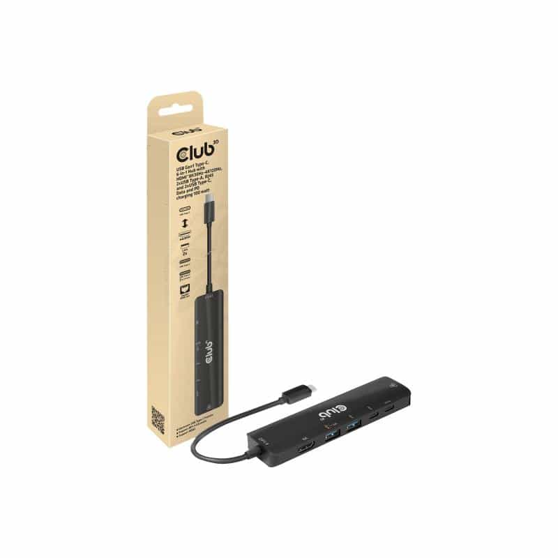 CLUB3D USB-6-in1-HUB USB-C > HDMI/2xUSB/2xUSB-C/RJ45 100W retail
