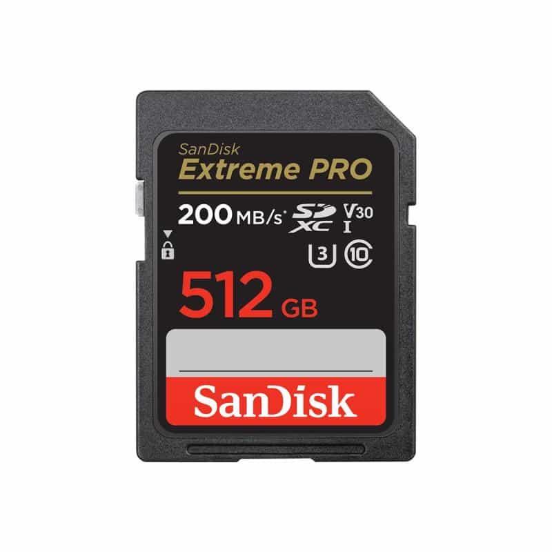 SANDISK Extreme Pro 512 GB SDXC Speicherkarte 2022 (bis 200 MB/s, Cl10, U3, V30)