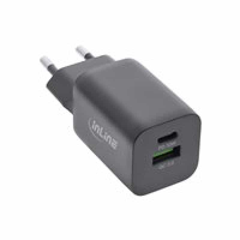 INLINE USB Netzteil, Ladegerät, USB-A + USB Typ-C, 33W, Power Delivery