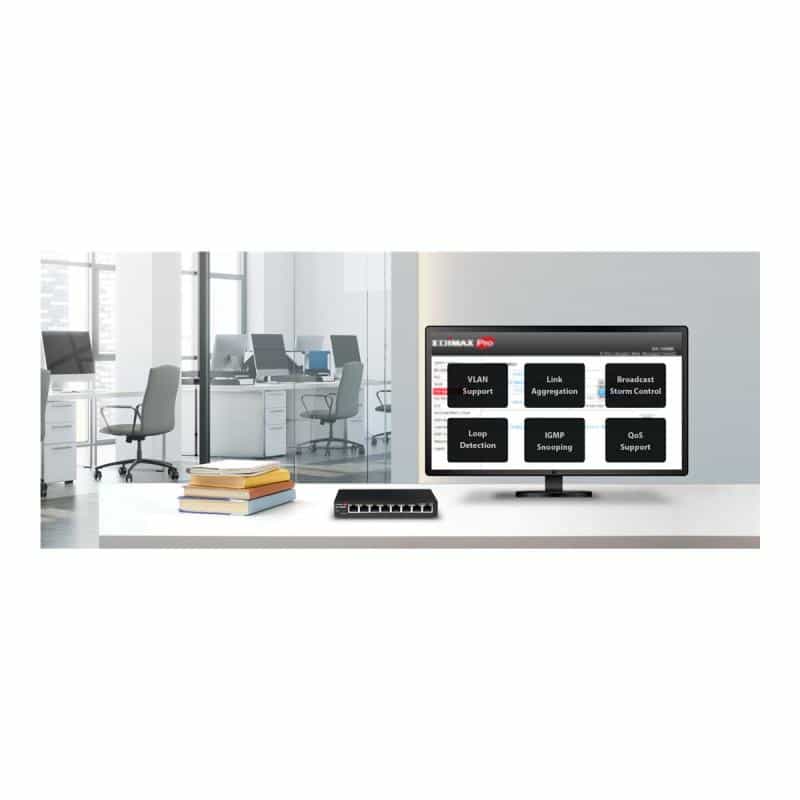 EDIMAX Gigabit Ethernet 8 Port Web Smart Switch Einfache Verwaltung und Erweiterung auf kabelgebunde
