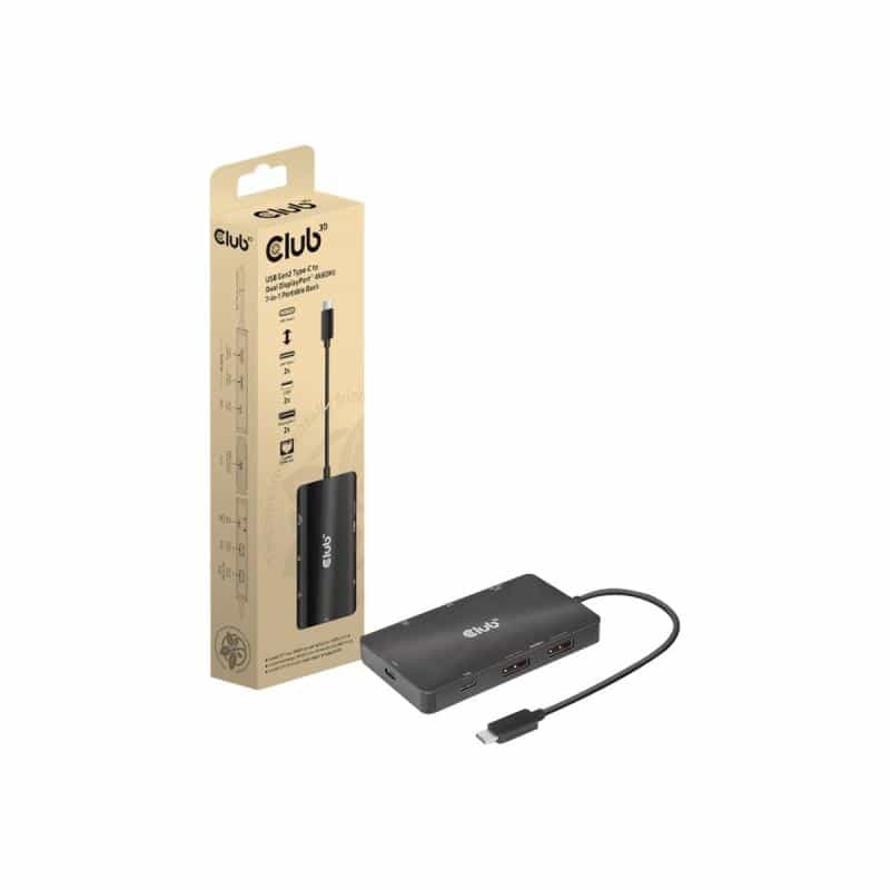 CLUB3D USB-7-in1-HUB USB-C > 2xDP/2xUSB/2xUSB-C/RJ45 100W retail