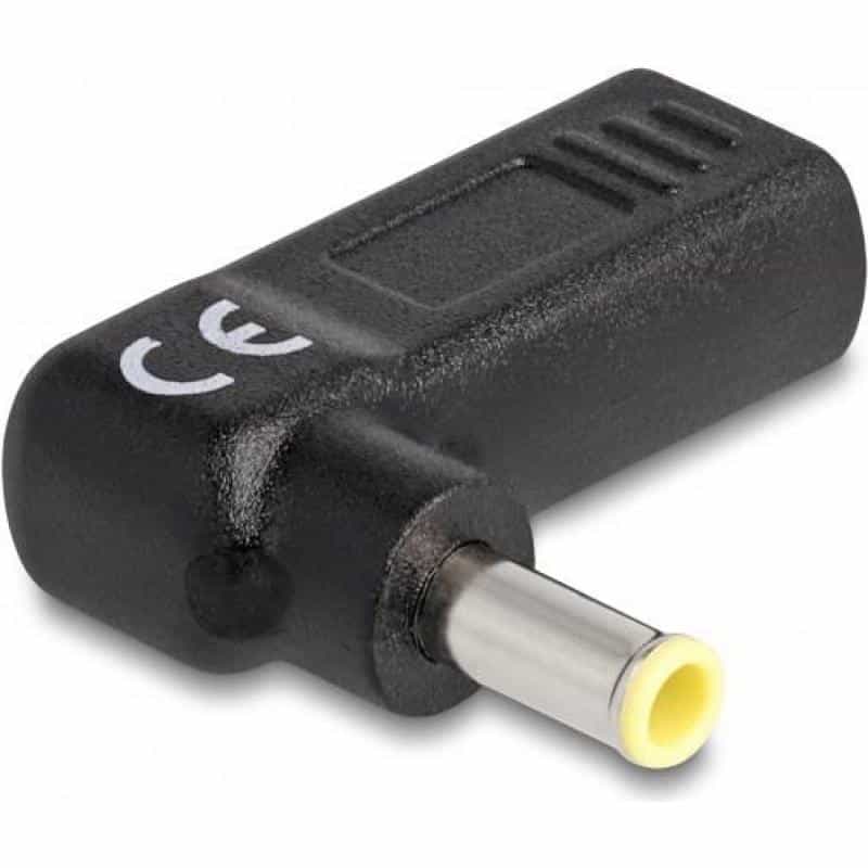 DELOCK - Netzteil - USB-C (W) zu Gleischstromstecker 5,5 x 3.0 mm (M) 3 A - gewinkelt - Schwarz (600
