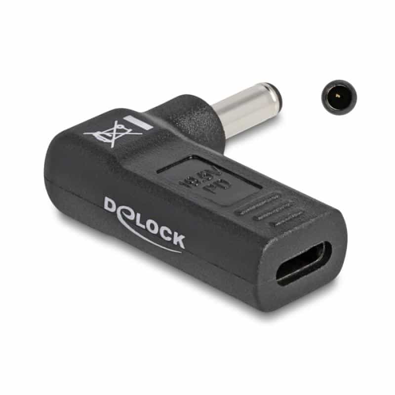 DELOCK - Netzteil - USB-C (W) zu Gleichstromstecker 4,5 x 3.0 mm (M) - 19.5 V - 3 A - gewinkelt - Sc