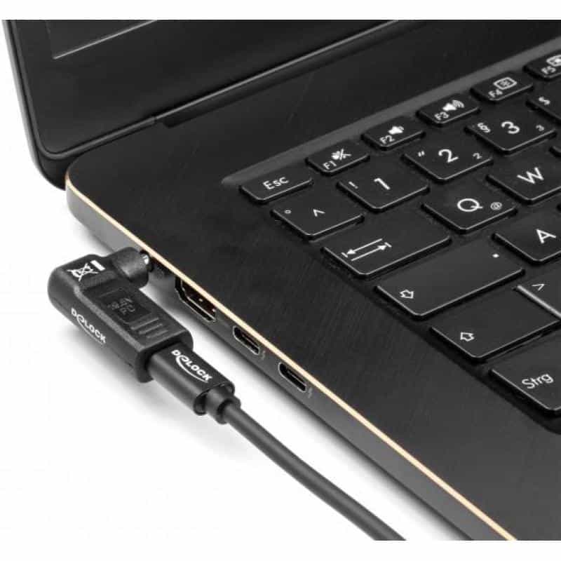 DELOCK - Netzteil - USB-C (W) zu Gleichstromstecker 5,5 x 1,7 mm (M) 3 A - gewinkelt - Schwarz (6000