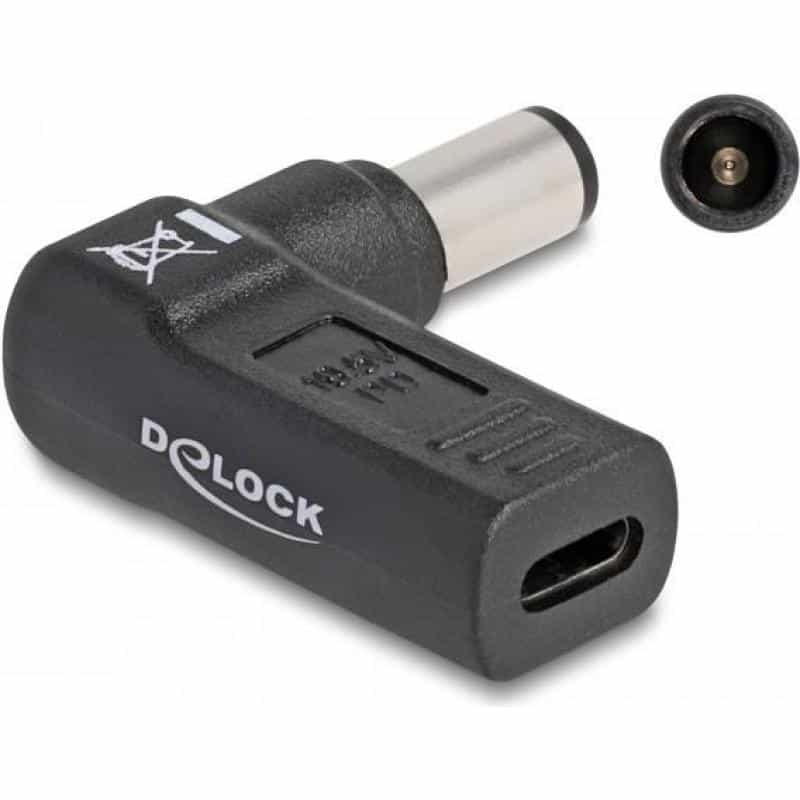 DELOCK - Netzteil - USB-C (W) zu Gleichstromstecker 7,4 x 5 mm (M) - 19.5 V - 3 A - gewinkelt - Schw