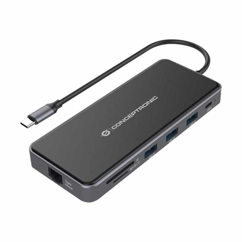 CONCEPTRONIC Adapter USB-C->2xHDMI,GbE,PD,2xUSB3.0,SD0.25 gr