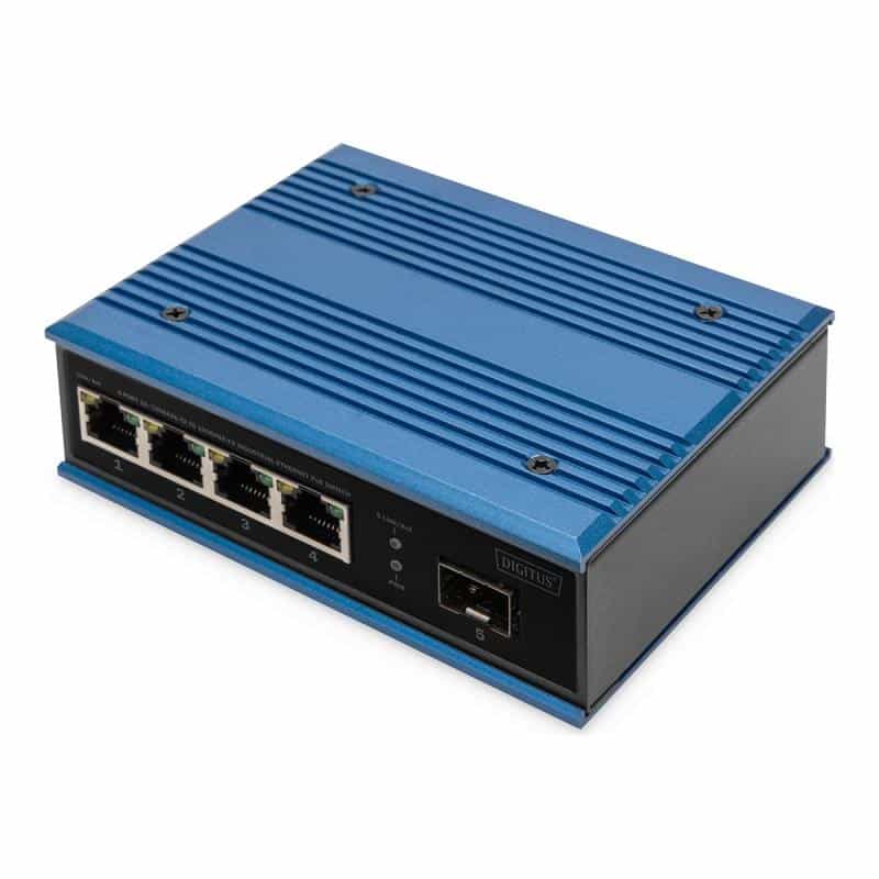 DIGITUS Industrial 4+1 Port Fast Ethernet PoE Switch Unmanaged 4 RJ45 Ports 10/100mbits