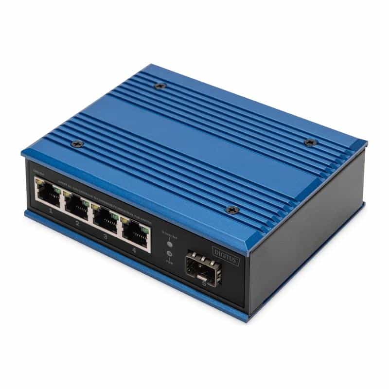 DIGITUS Industrial 4+1 Port Gigabit Ethernet PoE Switch Unmanaged 4 RJ45 Ports 10/100/1000mbits