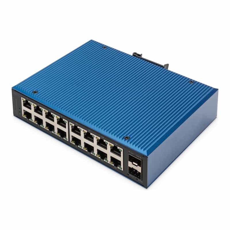 DIGITUS Industrial 16+2 Port Gigabit Ethernet Switch Unmanaged 4 RJ45 Ports 10/100/1000mbits