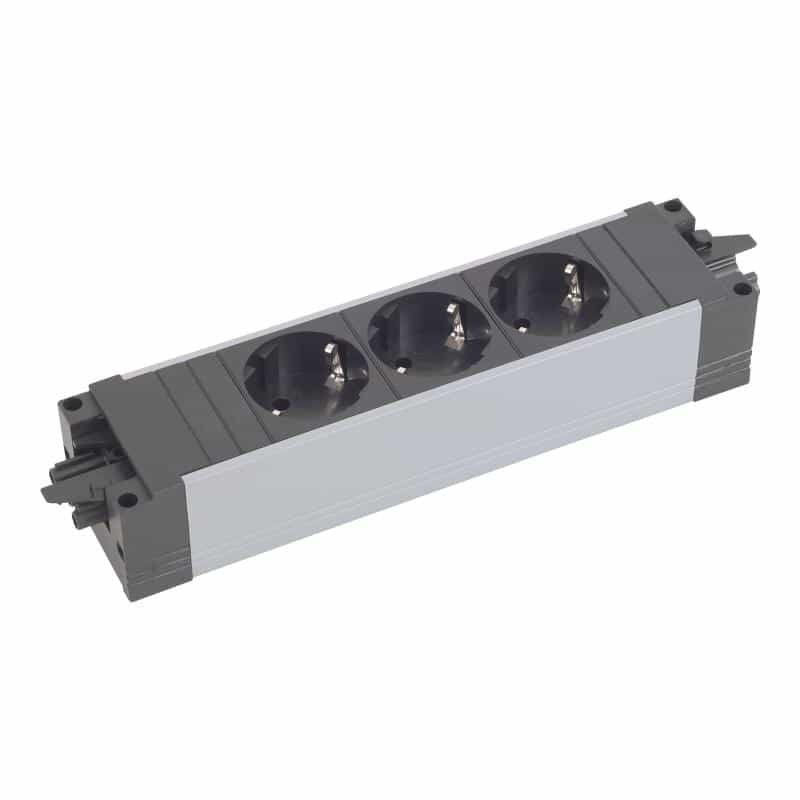 BACHMANN Steckdosenleiste mit Abschaltautomatik, STEP BASE (Erweiterungsmodul mit 3x Schukosteckdose