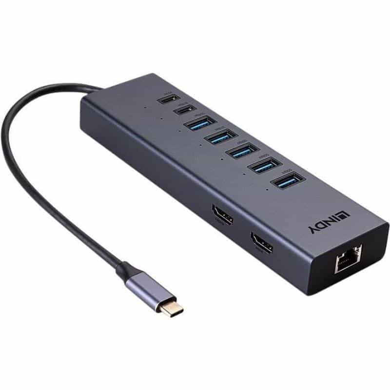 LINDY DST-Mini Duo, USB C Laptop Mini Dock 2x 4K HDMI