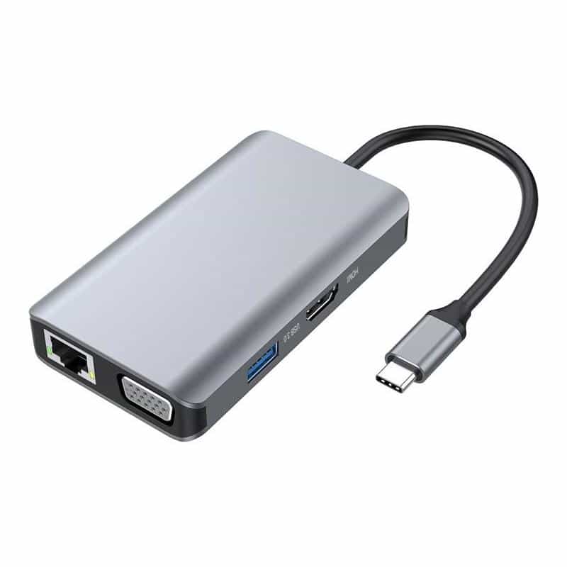 CONCEPTRONIC Dock USB-C->HDMI,VGA,GbE,3xUSB3.0,100WPD 0.25m