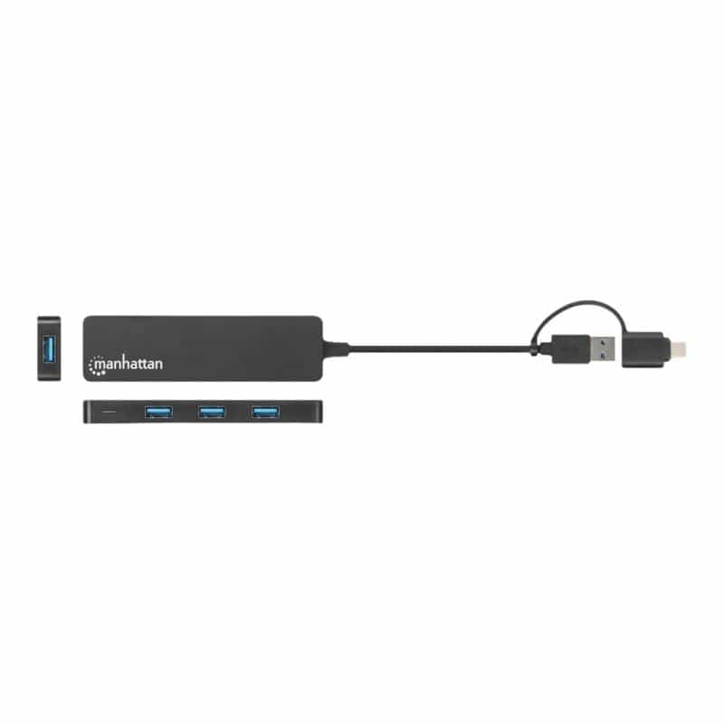 MANHATTAN 4-Port USB 3.0 Typ-C / Typ-A Kombi-Hub schwarz
