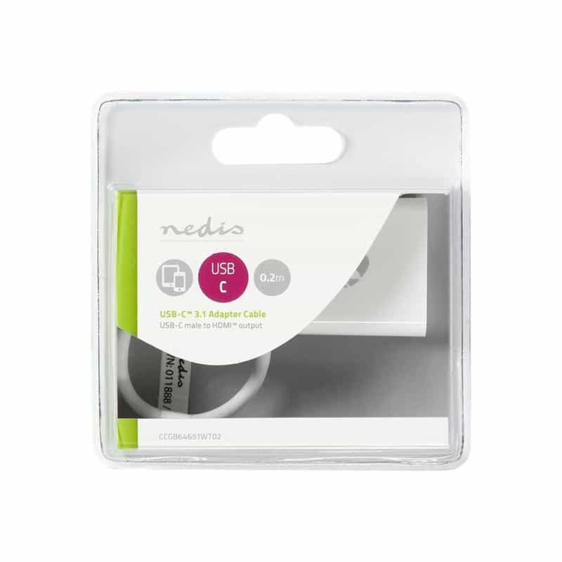 NEDIS USB-Adapter USB 3.2 Gen1 - USB-C? Stecker, HDMI? Ausgang, 0.20 m, rund, vernickelt, PVC, weiß
