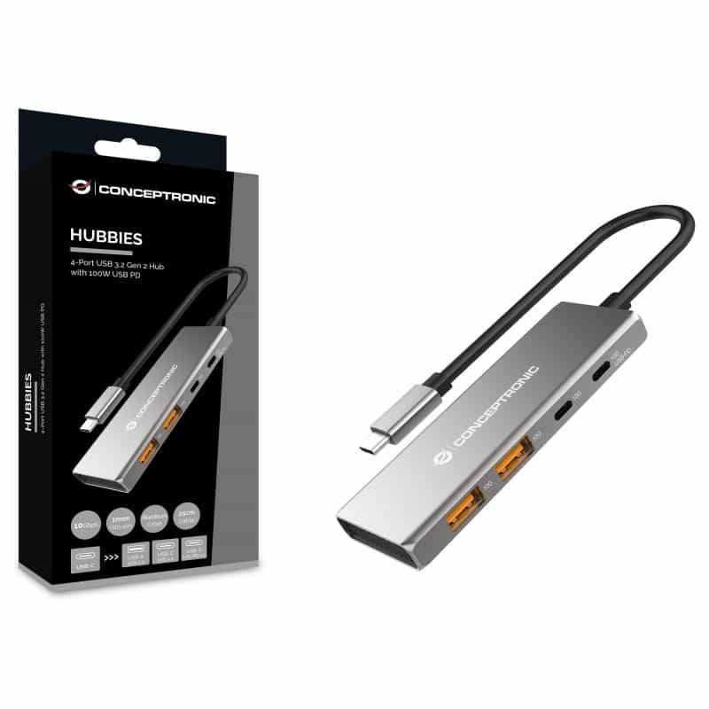 CONCEPTRONIC Dock USB-C->2xUSB-C,2xUSB-A,100WPD o.N.0.25m gr
