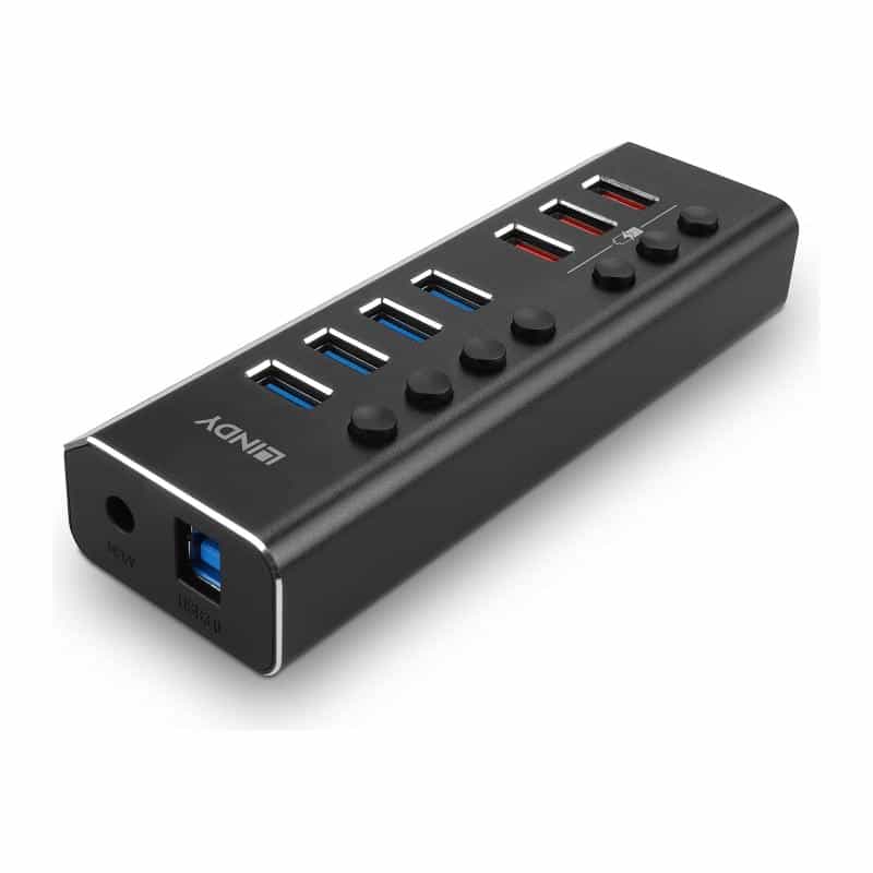 LINDY 4 Port USB 3.0 Hub mit 3 Schnellladeports