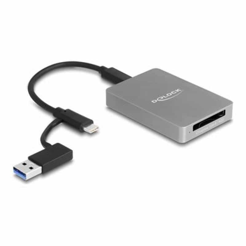 DELOCK USB Type-C Card Reader im Aluminium Gehäuse für CFexpress oder XQD Speicherkarten
