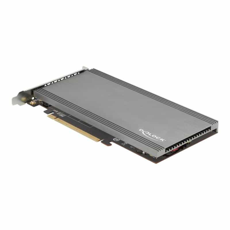 DELOCK PCI Express x16 Karte zu 4 x intern NVMe M.2 Key M mit Kühlkörper und Lüfter - Bifurcation