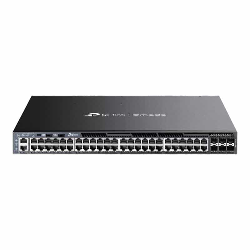 TP-LINK Omada 48-PortGigabit Stackable L3 Managed PoE+ Switch with 6 10GE SFP+ Slots TP-LINK Omada 48-PortGigabit Stackable L3 Managed PoE+ Switch with 6 10GE SFP+ Slots