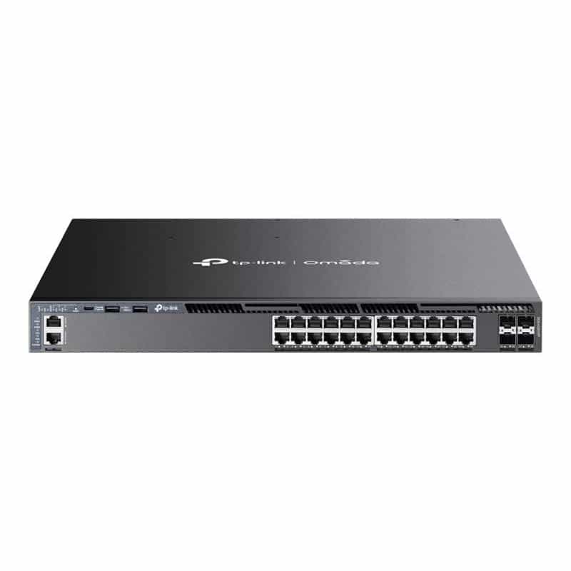 TP-LINK Omada 24-PortGigabit Stackable L3 Managed PoE+ Switch with 4 10GE SFP+ Slots