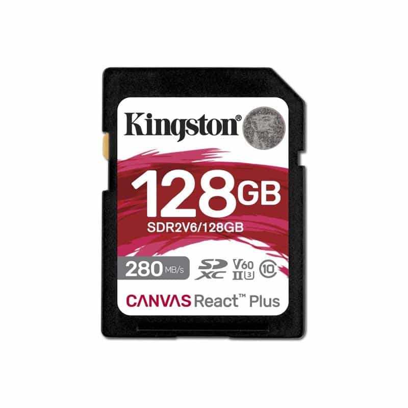 KINGSTON Canvas React Plus SDXC UHS-II 280R/100W U3 V60 for Full HD/4K 128GB KINGSTON Canvas React Plus SDXC UHS-II 280R/100W U3 V60 for Full HD/4K 128GB