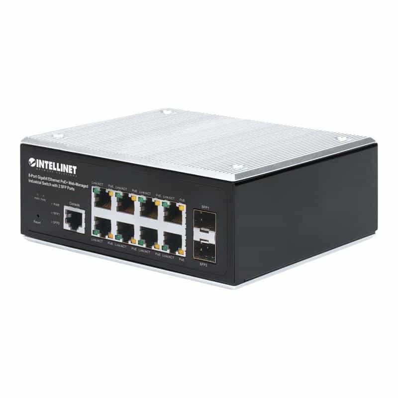 INTELLINET 8-Port Gb PoE+ Web-Managed Industrie-Switch 2xSFP