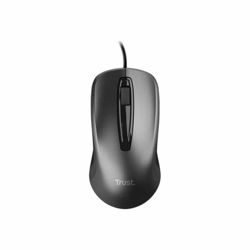 TRUST BASICS Maus Kabelgebunden Optisch Schwarz 3 Tasten 1200 dpi Integriertes Scrollrad