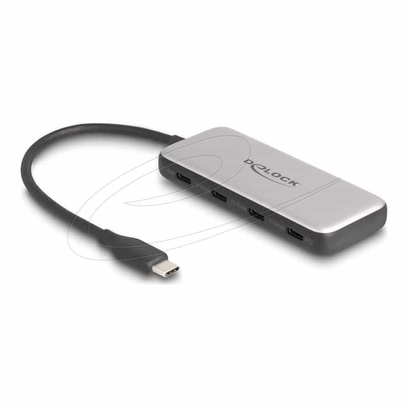 DELOCK USB 10 Gbps USB Type-C Hub mit 4 x USB Type-C (grau)