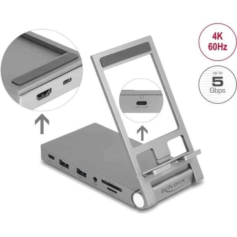DELOCK Tablet und Notebook Dockingstation 4K mit int. Halt.