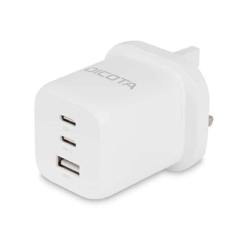 DICOTA Compact 3-Port GaN Wall Charger (65W) UK white